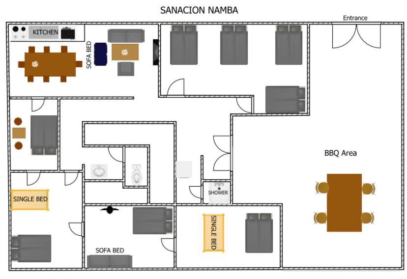 Sanacion Namba 難波千日前の5Ldk120平米 駅徒歩2分 広々バルコニーでバーベキューも可能 Apartment โอซาก้า ภายนอก รูปภาพ